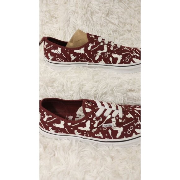 Vans X Harry Potter Burgundy/White Lace-Up Sneakers With Wizarding World Pattern - Picture 5 of 7